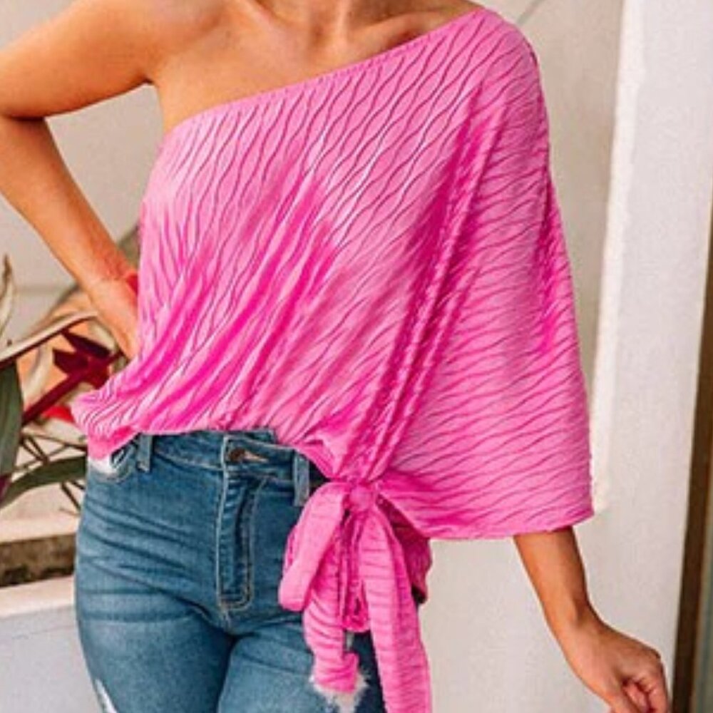 One Shoulder Top In Pink